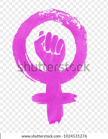 Grunge hand drawn vector illustration of Feminism protest symbol isolated on transparency background. Royalty-Free Stock Photo #1024531276