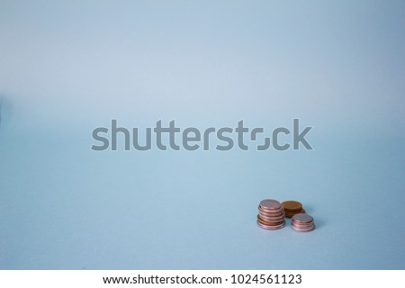 Coins on blue background