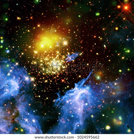 Colorful starry outer space background. Blue and red. The elements of this image furnished by NASA.