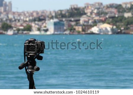 A camera on tripod for time lapse shooting