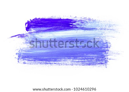 Abstract painting with violet brush strokes on white