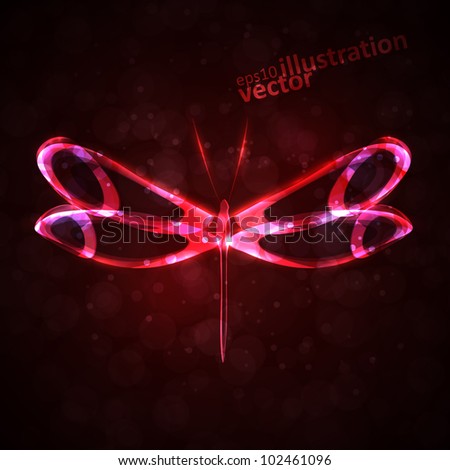 Shiny abstract dragonfly, futuristic colorful vector illustration eps10