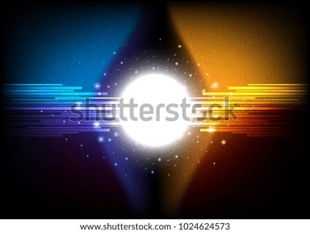 Futuristic boxes with solar flare and stars, Technology abstract and communication concept, Vector illustration.