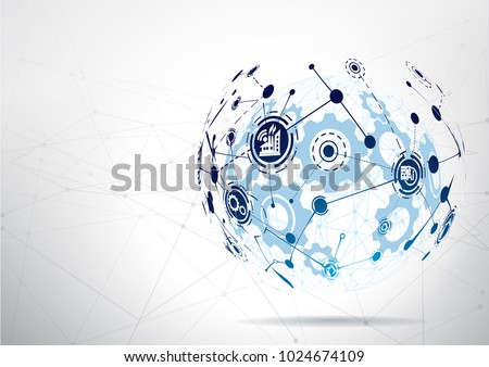 World map point and line composition concept of Industry 4.0 concept Internet of things network, cybernetic abstraction with innovative industrial schemes.-Vector Illustration
 Royalty-Free Stock Photo #1024674109