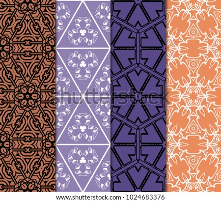 set of 4 original seamless pattern with modern ornament. geometric style. fashion, interior design. vector