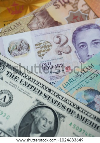 Multi currency note indicating world economy and critical fuel price