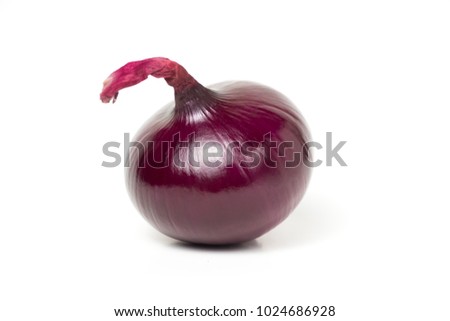 red onion (Allium cepa) fresh isolated Is a plant that uses the roots or leaves and many nutrients on white background and clipping path