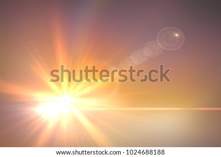 Golden heaven light Hope concept abstract blurred background  evening sunset scenario by nature light blasting sun with rays and reflections and ramadan month