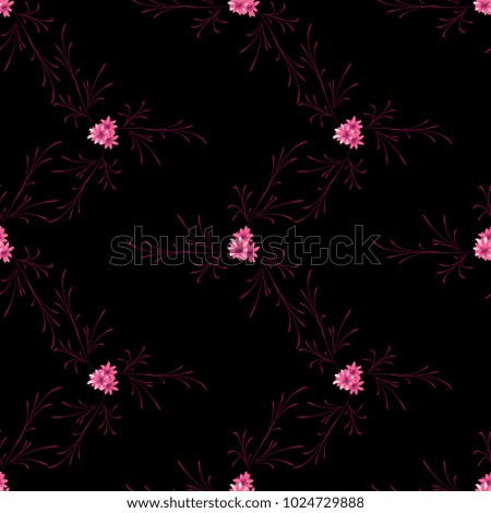 Small Floral Seamless Pattern with Cute Daisy Flowers. Feminine Rapport for Textile, Fabric, Wallpaper in Trendy Country Style. Colorful Seamless Pattern with Tiny Flowers. Vector Background.