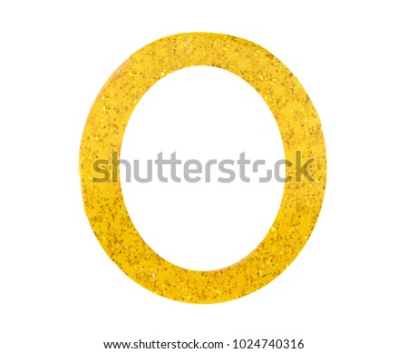 Letter O alphabet symbol, English Letter, English alphabet from yellow (Golden)  on a white background with clipping path.