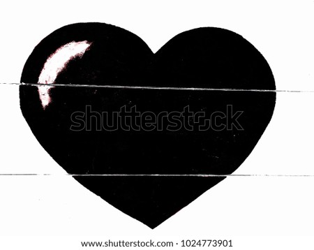 The big black heart isolated on the white background.