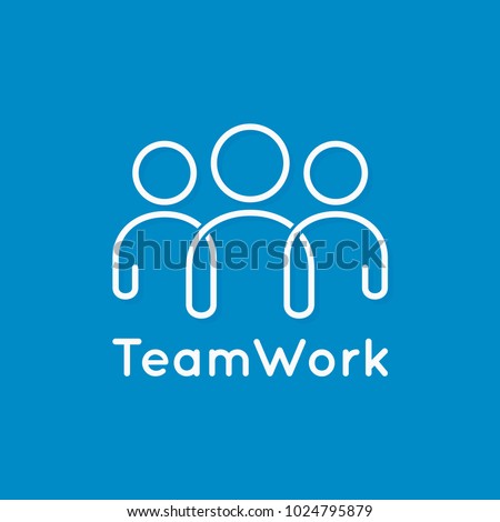 teamwork icon line business concept on blue background Royalty-Free Stock Photo #1024795879