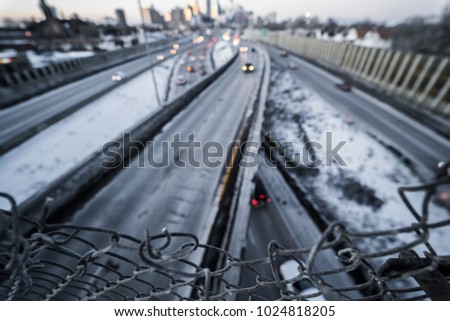 Downtown Minneapolis from 24th St pedestrian bridge in the winter