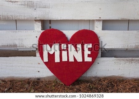 Large be mine red heart with mine written on heart 