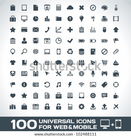 100 Universal Outline Icons For Web and Mobile Royalty-Free Stock Photo #102488111
