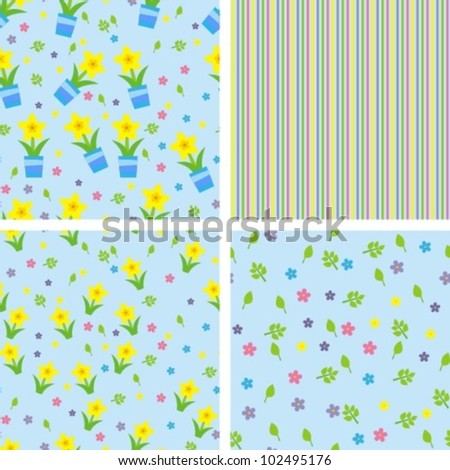 seamless pattern with spring flowers, vector illustration