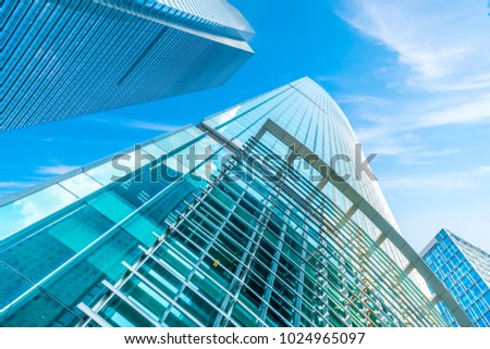 Glass walls of skyscrapers in Lujiazui, Shanghai