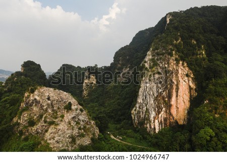 Cliffs around Batu Caves in Kuala Lumpur, Malaysia.