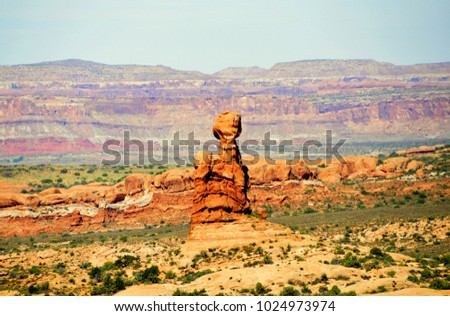 The view of the valley and rock formation near Arches National Park, Moab, Utah, U.S.A