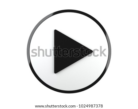 Play Button 3D Icon Symbol Sign Front view Illustration On White Background With Clipping path