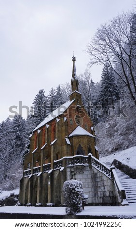Kiefersfelden South of Bavaria Germany,  near to Kufstein Austria Tyrol, church King Otto chapel in winter