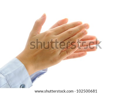 clapping hand isolate on white Royalty-Free Stock Photo #102500681