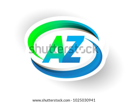 initial letter AZ logotype company name colored blue and green swoosh design, modern logo concept. vector logo for business and company identity.

