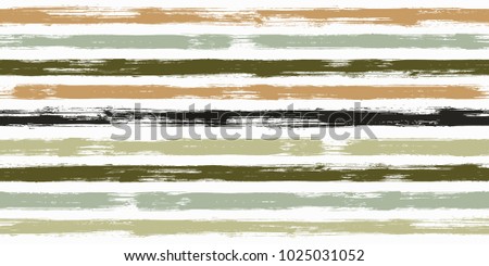 Fashion watercolor brush stripes seamless pattern. Black, green and brown paintbrush lines horizontal seamless texture for background. Hand drown paint strokes decoration artwork. For print.