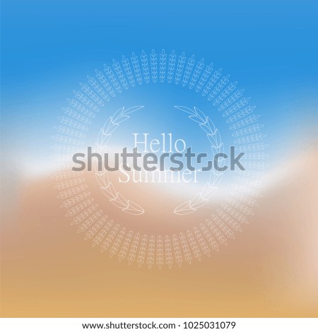 Hello Summer Vector Illustration. Vector blurred beach and ocean for treveling card, and summer background.