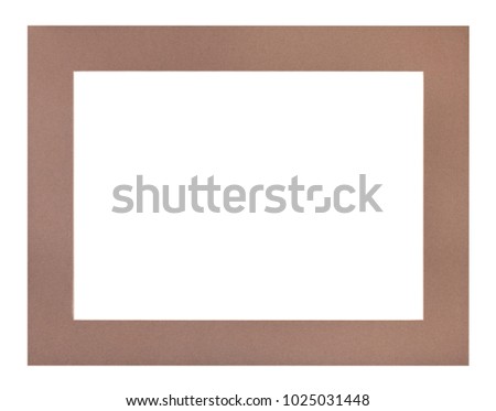 wide flat brown passe-partout for picture frame with cut out canvas isolated on white background