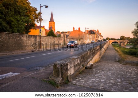 Sunset at La Charite-sur-Loire, a small commune in Bourgogne, Central France