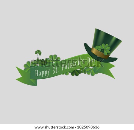 Saint Patrick day banner with cauldron and hat. Vector illustration