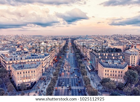 Champs-Elysee avenue in Paris Royalty-Free Stock Photo #1025112925