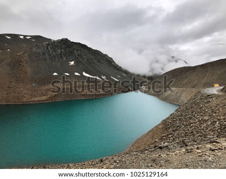 landscapes, blue water , lake Mountain on the way  in Leh Ladakh, India   