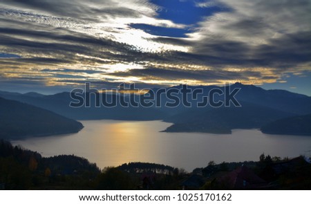 Lake Bicaz seen in the evening