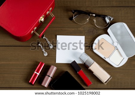A set of cosmetic products. Preparation for the date / important meeting.