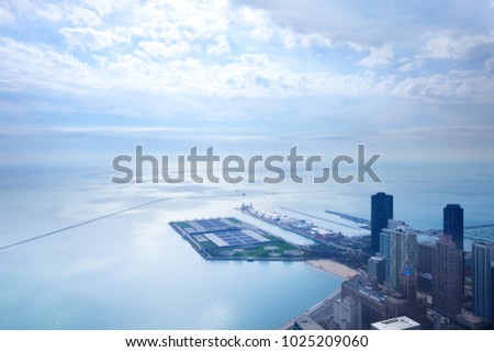 Aerial view of Lake Michigan, Chicago, Illinois, USA