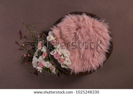 pink floral nest composite newborn photography girl digital background Royalty-Free Stock Photo #1025248330