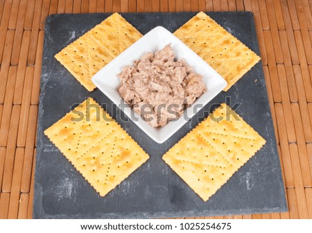 delicious tuna on the wooden background