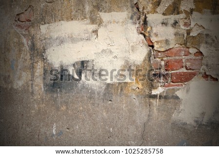 Graffiti Grunge White Grey Black Color Brick Wall With Abstract Urban Street Art Pattern Background And Texture. Old Red Brickwall With Graffiti Elements And Details Conceptual Backdrop Or Wallpaper