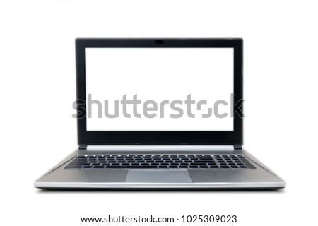 front view of isolated grey and black laptop with no sign keyboard