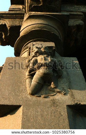 low angle of carvings famous Shiva temple built in the century bhuleshwar 