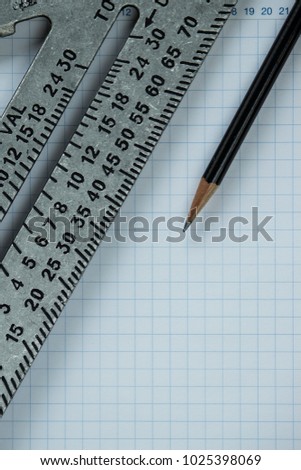 Carpenter's or Triangle Square with a Black Pencil on Grid Paper
