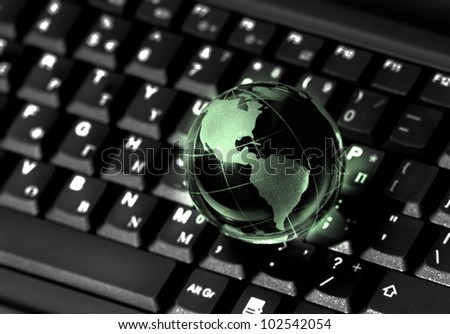 green Globe on black  Computer Keyboard for background