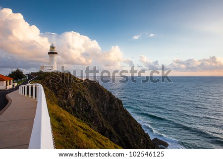 Byron Bay lighthouse at sunrise, Australia Royalty-Free Stock Photo #102546125
