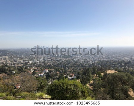 Beautiful and sunny Los Angeles skyline.