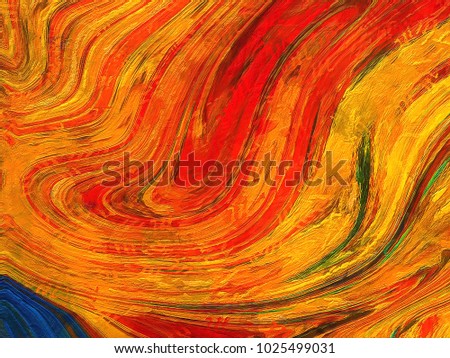Marble arabic or indian gold and amber wave twisted texture background. Hand drawn artistic pattern. Modern art. Good for printed pictures, postcards, posters or wallpapers and textile printing.