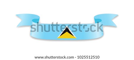 Saint Lucia flag in the form of wave ribbon. Vector illustration.