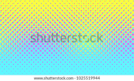 Halftone gradient pattern vertical vector illustration. Blue yellow pink dotted halftone texture. Pop Art blue yellow pink halftone glitch Background. Background of Art. EPS10