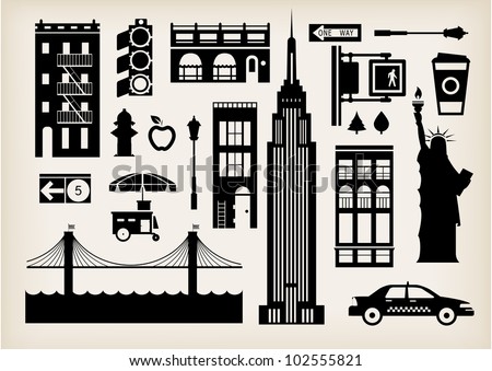 Vector set of New York city icons Royalty-Free Stock Photo #102555821